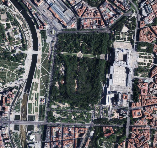 Vista aérea del Palacio Real de Madrid, tomada con la cámara Ultracam-Eagle 210