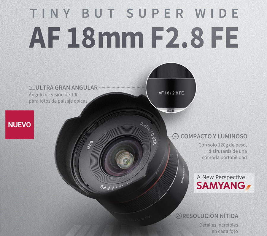 Nuevo objetivo autofoco SAMYANG: AF 18mm F2.8 FE