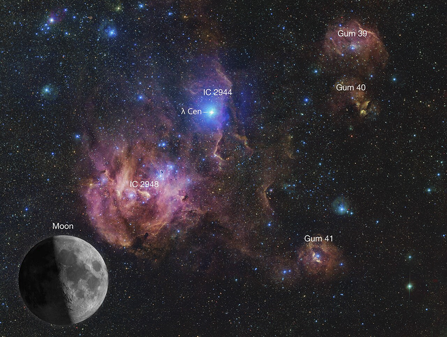 Una nueva imagen de ESO, de 1.500 millones de píxeles, muestra la nebulosa del Pollo Corredor con un detalle sin precedentes