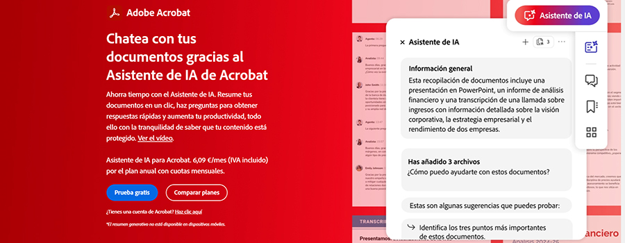 El Asistente de IA para Acrobat ya está disponible en España